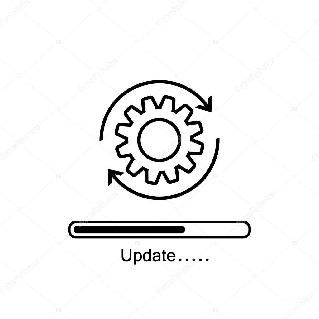 Loading process. Update system icon. Concept of upgrade application progress icon for graphic and web design. Upgrade Update system
