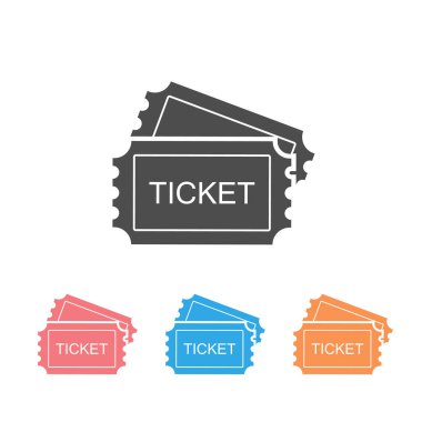 Ticket Icon Set. Pass, Permission or Admission Symbol, Vector Illustration Logo Template. Presented in Glyph Style for Design Websites, Presentation or Mobile