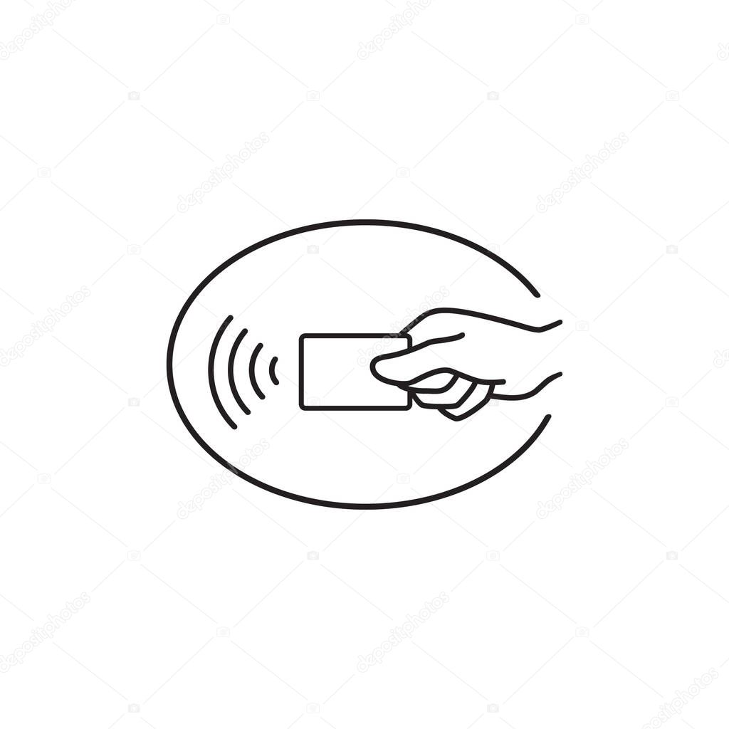 Contactless payment, credit card and hand tap pay wave logo. Vector wireless NFC and contactless pay