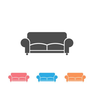 Sofa Icon Set. Furniture or Interior Element Illustration in Glyph Style As A Simple Vector Sign Trendy Symbol for Design and Websites, Presentation or Mobile
