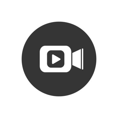 Video kamera simgesi düz stil. Beyaz izole edilmiş arka planda film oyunu vektörü. Video akışı iş konsepti