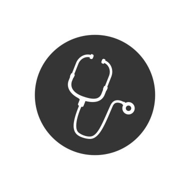 Steteskoplu soyut tıbbi simge, beyaz arkaplanda vektör