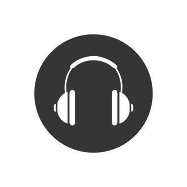 Kulaklık ikonu düz stil. Kulaklık vektörü beyaz izole arka planda. Ses aygıtı iş konsepti