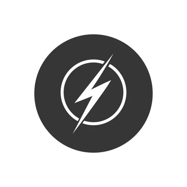 Lightning, electric power logo design element. Energy and thunder electricity symbol concept. Lightning bolt sign in the circle. Power fast speed logotype — Stock Vector