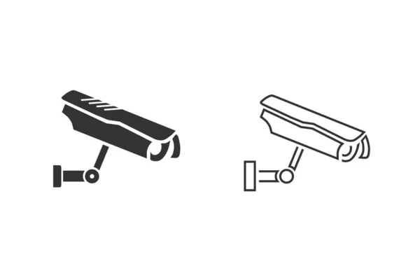 Fixo CCTV, linha de câmera de segurança Icon Set Vector — Vetor de Stock