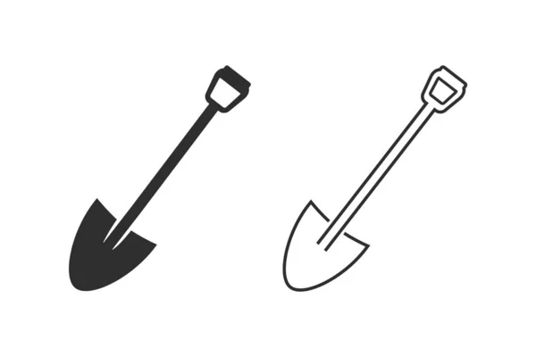 Shovel Line Icon Set. Gardening Vector Illustration. Construction Equipment — Stock Vector