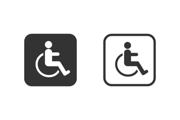 Icona linea disabilitata imposta vettore. simbolo sedia a rotelle — Vettoriale Stock