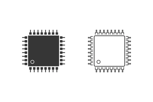 Computador Chip linha ícone conjunto vetor ilustração — Vetor de Stock