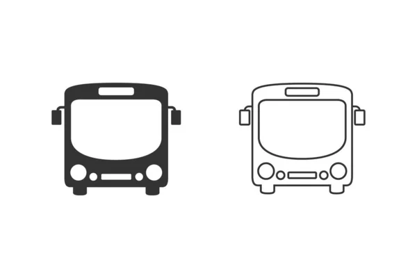 Línea de autobús icono conjunto vector de símbolo en blanco — Vector de stock