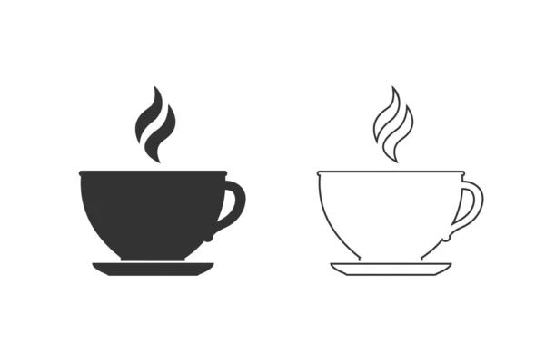 Cup of coffee. Coffee cup line icon set. Coffee icon isolated on white — Stock Vector