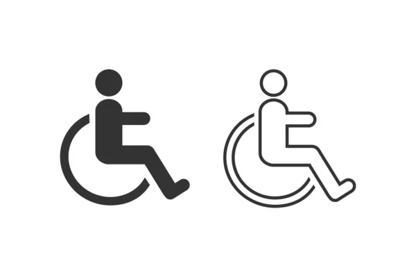 Disabled line icon set vector. wheel chair symbol — Stock Vector