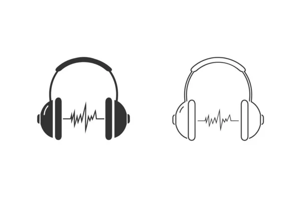 Headphone headset line-ikon i platt stil. Hörlurar vektor illustration vit isolerad bakgrund. — Stock vektor