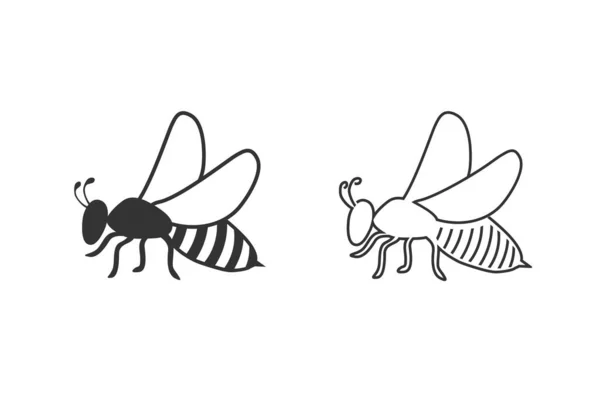 Conjunto de iconos de línea de abeja, logotipo de ilustración vectorial — Archivo Imágenes Vectoriales