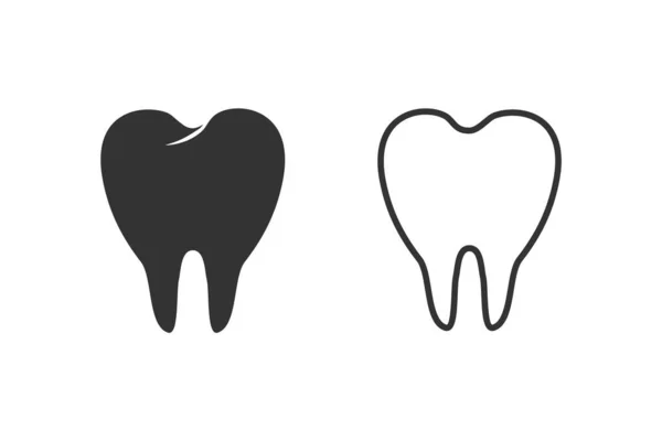 Icono de diente engastado en estilo plano. Ilustración vectorial — Vector de stock