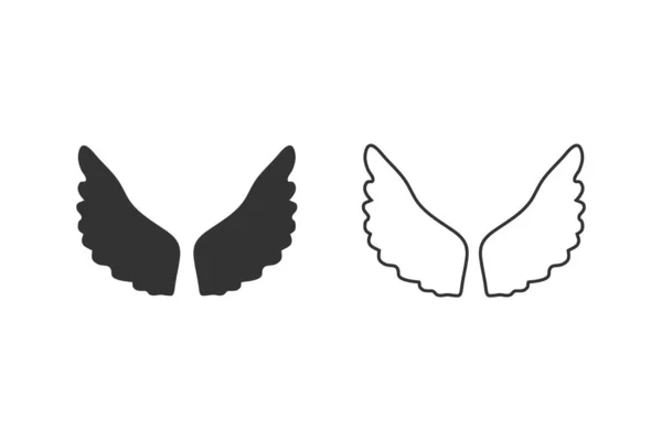 Flügelsymbole gesetzt. Vektorillustration — Stockvektor