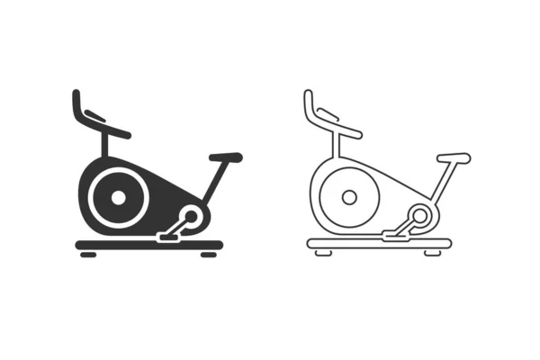 Stationary bike web black icon set. Vector illustration — Stock Vector