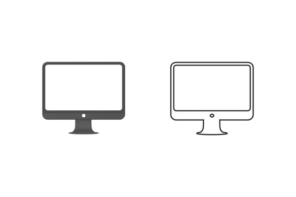 Monitor de icoon van de computerlijn. Vectorillustratie — Stockvector