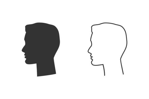 Conjunto de ícones de linha de silhueta de cabeça de homem. Ilustração vetorial — Vetor de Stock