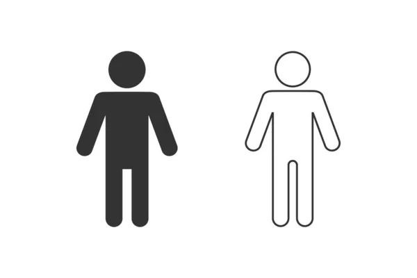 Man Lavatory Line Icon Set. Men Rest Room Sign (em inglês). WC para cavalheiros Símbolo Vector. Modelo de logotipo de ilustração de WC masculino. — Vetor de Stock