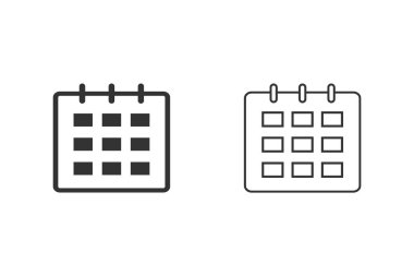 Takvim Satır Simgesi Ayarlandı. Takvim İzole Edilmiş Web Mobil Simgesi, İmzala, Sembol, Düğme, Element, Vektör illüstrasyonuName