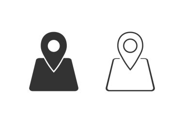 Harita vektör çizgisi simgesi ayarlandı. Kendi özel konum simgenizi oluşturun. Kişi web sayfası için vektör simgesi