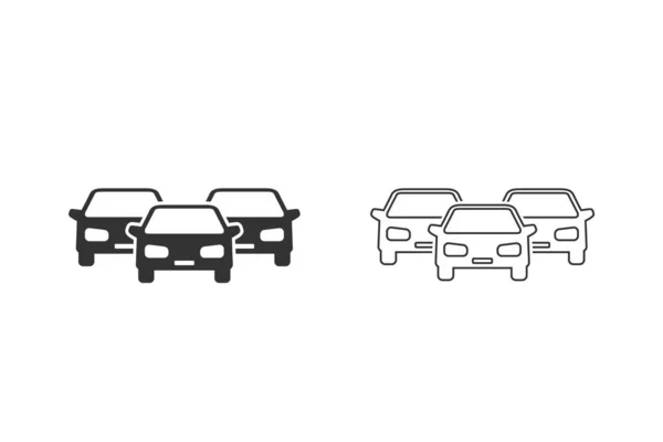 Samochody wektor linii ikona zestaw na białym — Wektor stockowy