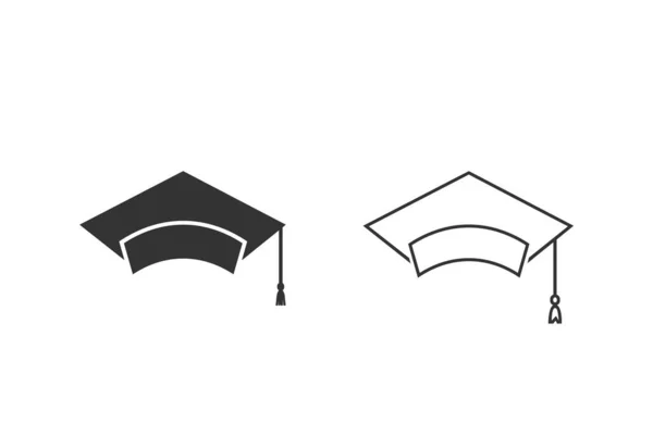 졸업 모자 라인 아이콘 세트 로고. Vector — 스톡 벡터