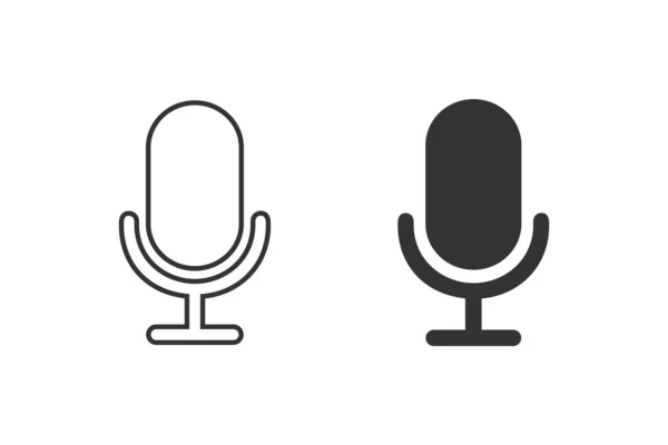 Mic line icon set vector. ilustración gráfica de vector de micrófono — Archivo Imágenes Vectoriales