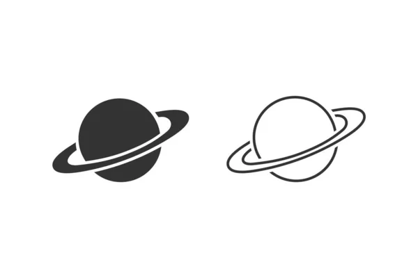 Ікона лінії Сатурна виконана в пласкому стилі. Векторна ілюстрація планети на білому ізольованому тлі. Galaxy Space Business концепт — стоковий вектор