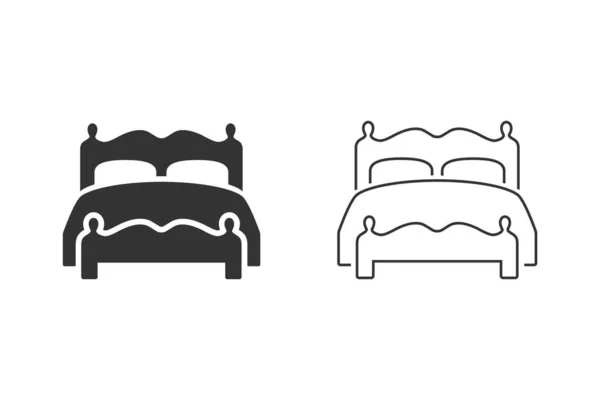 Beyaz üzerine çift yatak vektör simgesi — Stok Vektör