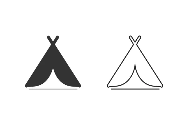 Camping tent symbol line icon set. Vector — Stock Vector