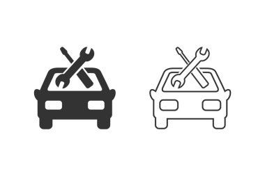 Satır simgesi araba servis vektör illüstrasyonunu ayarla