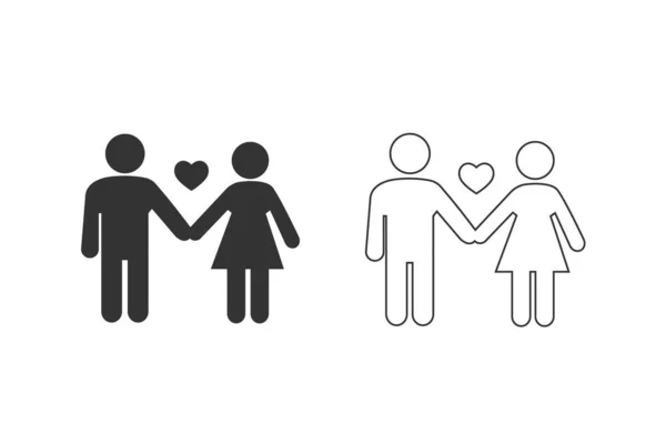 Conjunto de ícones de casal. Amor no apartamento. Ilustração vetorial — Vetor de Stock
