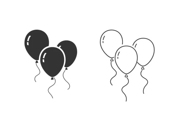 Luftballons Linie Symbol isoliert auf weißem Hintergrund eingestellt. Vektor — Stockvektor