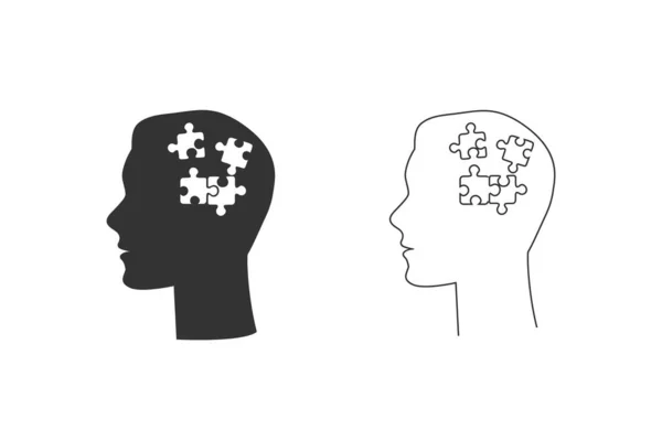 De mens had een plat pictogram met een puzzel erin. Vectorillustratie — Stockvector