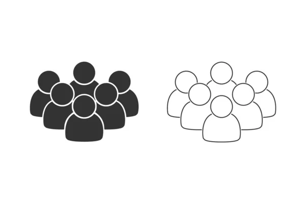 Conjunto de iconos de línea de personas en color negro sobre fondo blanco aislado. Grupo de personas ideal para negocios, startup, web. Gente negra de fondo blanco.Grupo de personas — Vector de stock