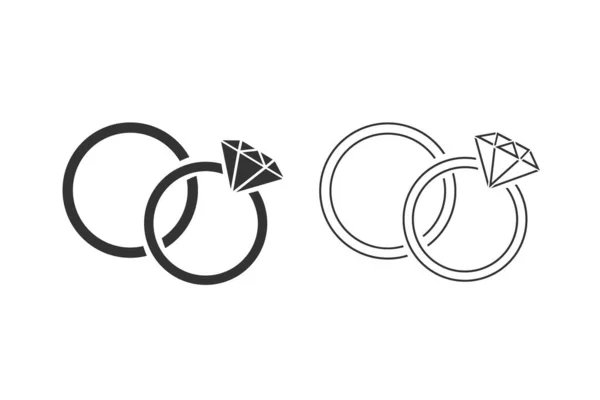 Ícone de linha de anéis definido em branco, ilustração vetorial — Vetor de Stock