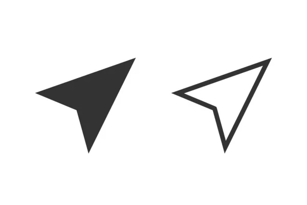 Icono de línea de flecha gps establecido en blanco. Ilustración vectorial — Vector de stock