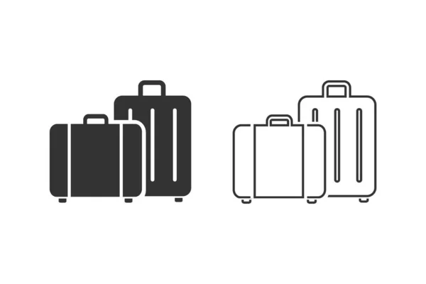 Podróżować, bagaż, turystyka, bagaż, lotnisko wektor linii zestaw ikon — Wektor stockowy
