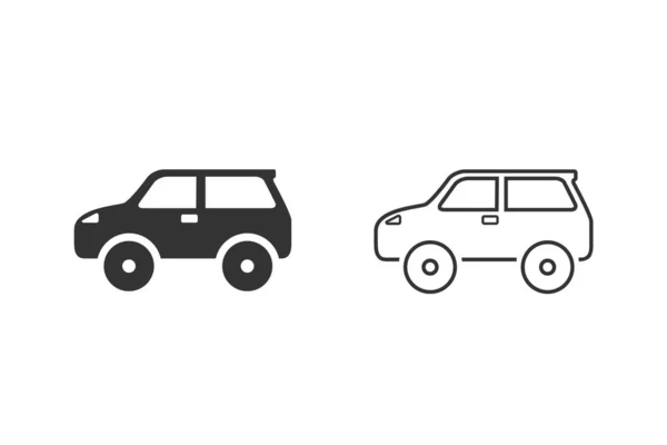 Ícone de linha de carro definido no branco. Ilustração vetorial — Vetor de Stock
