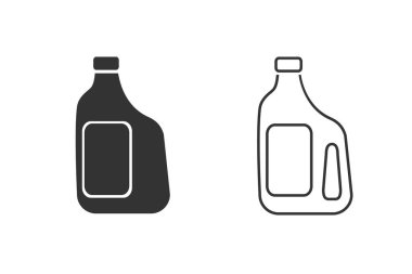 Çizgi ikonu plastik bir şişe sıvı çamaşır deterjanı. Vektör