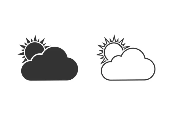 Conjunto de iconos de línea meteorológica de sol y nube gris aislados sobre fondo blanco. Vector — Archivo Imágenes Vectoriales