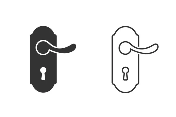 Conjunto de iconos de línea vectorial de bloqueo, icono de manija de puerta en estilo plano de moda. Vector — Vector de stock