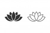 Lotus vonal ikon készlet vagy Harmony ikon fehér. Vektor