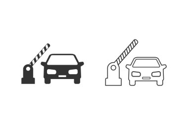 Bariyeri aç, araç vektör çizgisi simgesi beyaz üzerine ayarlandı