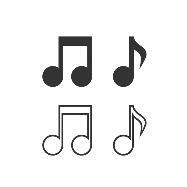 Zenei megjegyzés vektor vonal ikon készlet. Hang és dallam szimbólumok — Stock Vector