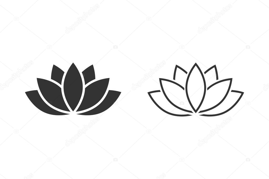 Lotus line icon set or Harmony icon on white. Vector