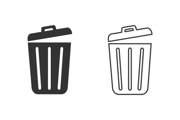 Trash line icon set in trendy flat design. Vector — Stock Vector