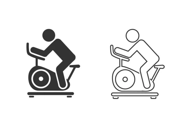 Muž trénink na cvičení na kole ikony nastavit. Vektorová ikona izolovaná na bílém pozadí — Stockový vektor