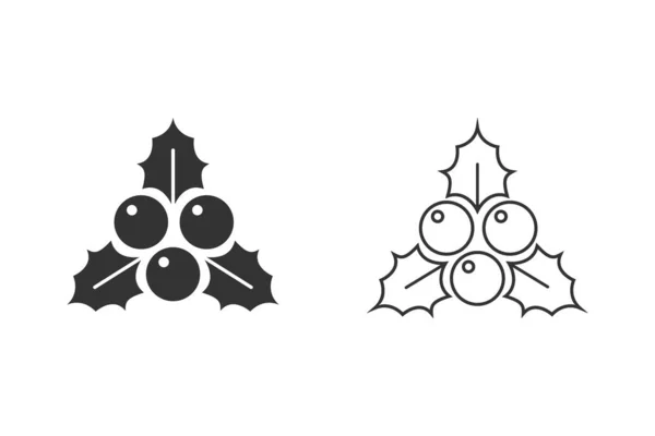 Holly Leaves and Berries Line Icon Set Вектор — стоковий вектор